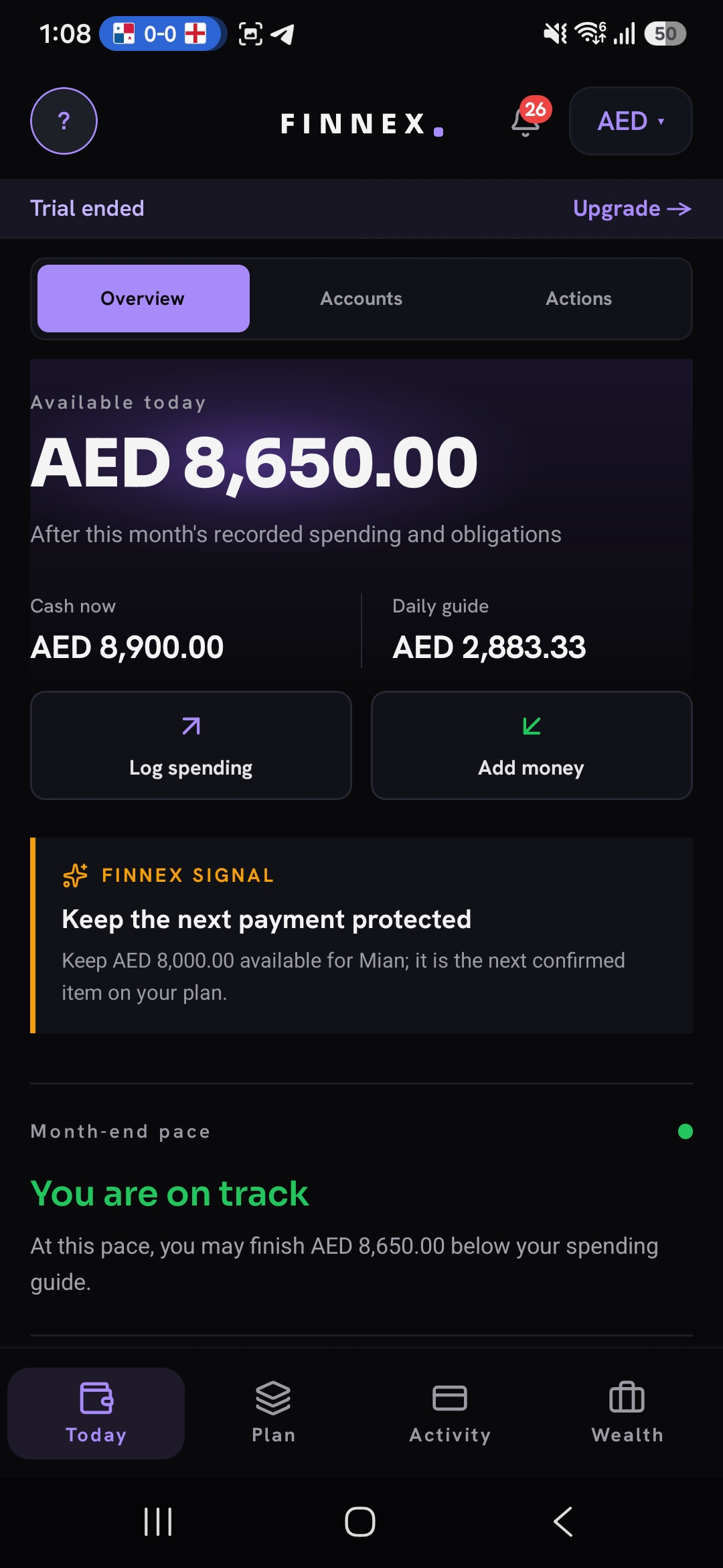 FINNEX Today screen